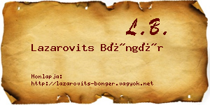 Lazarovits Böngér névjegykártya